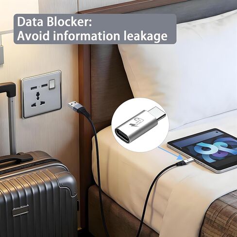 مانع بيانات USB C، ذكر USB A إلى أنثى من النوع C وUSB من النوع C إلى C مانع بيانات فقط للشحن، حماية ضد جاك العصير، رفض القرصنة يوفر شحنًا آمنًا in Kuwait