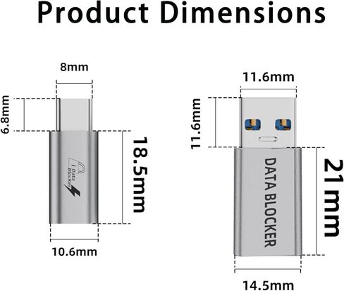مانع بيانات USB C، ذكر USB A إلى أنثى من النوع C وUSB من النوع C إلى C مانع بيانات فقط للشحن، حماية ضد جاك العصير، رفض القرصنة يوفر شحنًا آمنًا in Kuwait