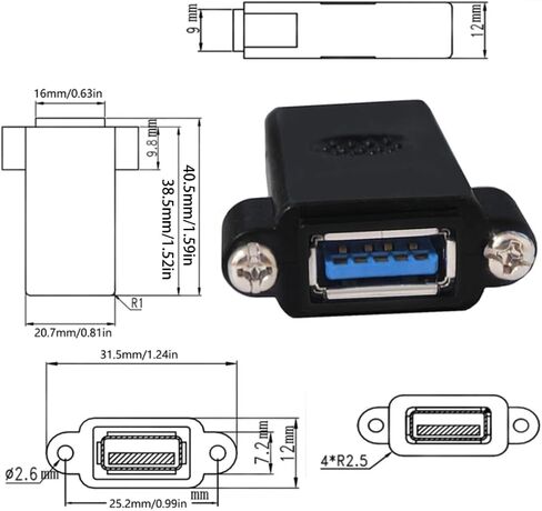 USB3.0 Female To Female Socket Panel Mount Adapter Connector Extension in Saudi Arabia