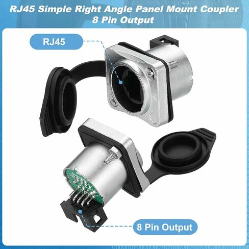 2 قطعة RJ45 زاوية منحنية لوحة تركيب مقرنة، أنثى إيثرنت LAN كابل موصل 8 دبوس إخراج تمرير من خلال موصل محمية لوحة جبل محول الحاجز، فضي in Saudi Arabia