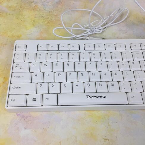 Everwrote Computer keyboards – White 104-key layout with numeric keypad for convenient data input and calculations in Saudi Arabia