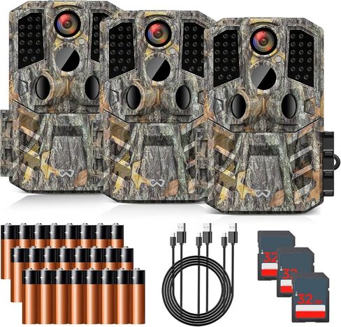 Mini Trail Camera 4 Pack 24MP 1080P HD, Game Cam with SD Card, Waterproof Tiny Hunting Camera Night Vision Motion Activated with Fast Trigger Time for Outdoor Wildlife Monitoring in Saudi Arabia