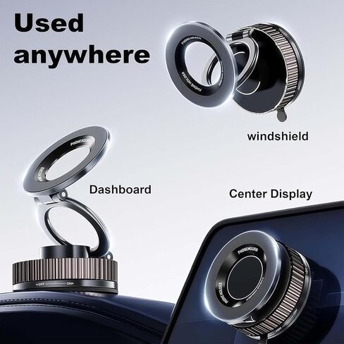 Car Phone Mount with Strong Suction Cup, Magnetic Phone Holder for Car Dashboard & Windshield, iPhone Car Mount for Most 4-7 Inch Smartphones(Black) in Saudi Arabia