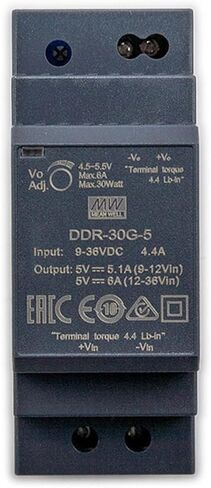 DDR-30G-5 30W 5V 6A DIN Rail Mount Power Supply - Industrial Power Supply, High Efficiency DC-DC Converter for Factory Automation, Process Control, Robotics in Saudi Arabia