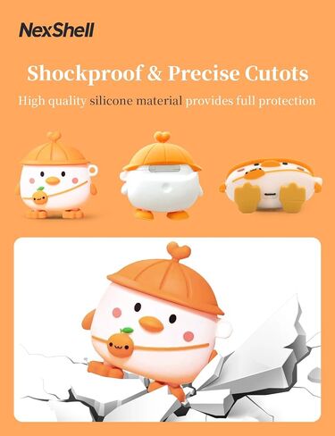 حافظة لطيفة لجهاز AirPods Pro 2 Gen Kawaii 3D Duck Design مع سلسلة مفاتيح جرلي، غطاء كرتوني | حافظة سيليكون واقية للأطفال والنساء والفتيات والمراهقين in Saudi Arabia