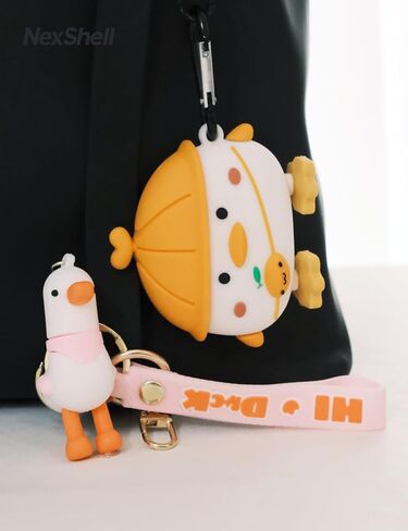 حافظة لطيفة لجهاز AirPods Pro 2 Gen Kawaii 3D Duck Design مع سلسلة مفاتيح جرلي، غطاء كرتوني | حافظة سيليكون واقية للأطفال والنساء والفتيات والمراهقين in Saudi Arabia