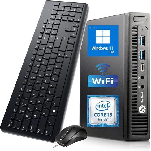 HP Mini PC Desktop ProDesk 600 G2 Win11، كمبيوتر صغير، معالج Intel Core i5-6th Gen، ذاكرة وصول عشوائي 16 جيجابايت، 256 جيجابايت SSD، RJ-45، نوع C، منفذ عرض، لوحة مفاتيح وماوس (متجدد) in Kuwait