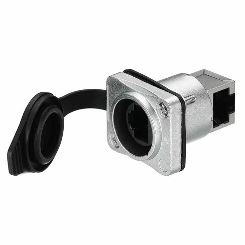 2Pcs RJ45 Curved Angle Panel Mount Coupler, Ethernet LAN Cable Connector Pass Through Connector Shielded Panel Mount Bulkhead Extension Adapter with Dust Cover, Silver in Saudi Arabia