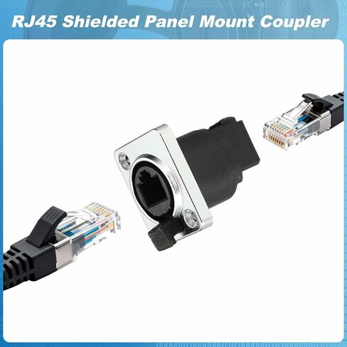 2 قطعة RJ45 زاوية منحنية لوحة تركيب مقرنة، موصل كابل إيثرنت LAN يمر عبر موصل لوحة محمية محول تمديد الحاجز مع غطاء، فضي in Kuwait