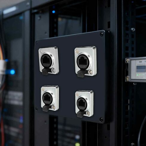 2 قطعة RJ45 زاوية منحنية لوحة تركيب مقرنة، موصل كابل إيثرنت LAN يمر عبر موصل لوحة محمية محول تمديد الحاجز مع غطاء، فضي in Kuwait