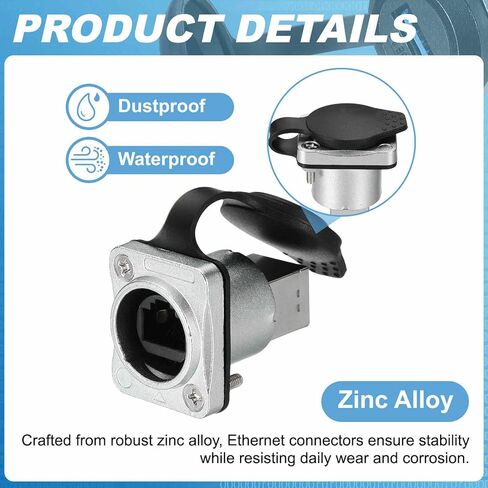 2Pcs RJ45 Right Angle Panel Mount Coupler, Female Ethernet LAN Cable Connector Pass Through Connector Shielded Panel Mount Bulkhead Extension Adapter with Dust Cover, Silver in Saudi Arabia