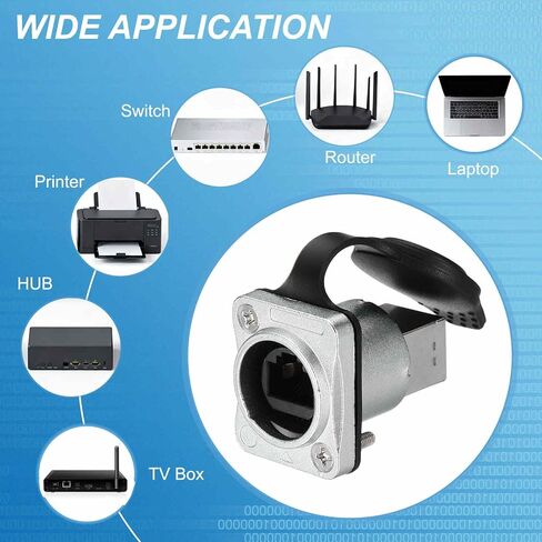 2Pcs RJ45 Right Angle Panel Mount Coupler, Female Ethernet LAN Cable Connector Pass Through Connector Shielded Panel Mount Bulkhead Extension Adapter with Dust Cover, Silver in Saudi Arabia
