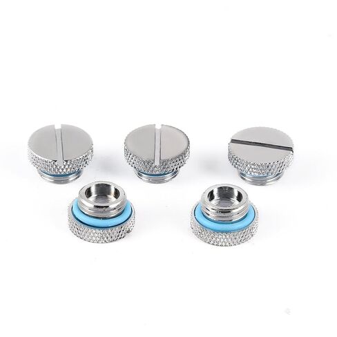 Plug Fitting, 5 Pieces Black G 1/4 inch Plug Fitting, Silver Water Stop Plug, Brass Water Cooling Plug for Computer Water Cooling System, with Slotted Drive, Easy to Tighten in Saudi Arabia
