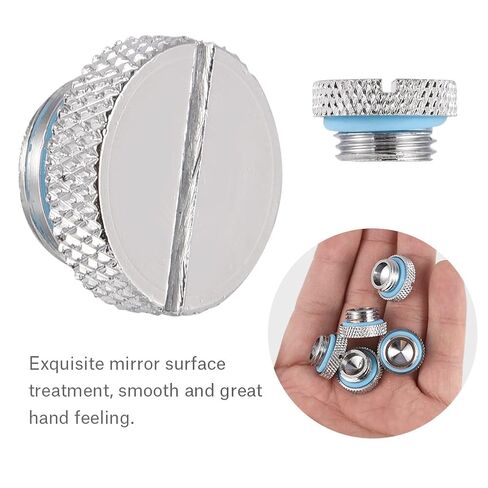 Plug Fitting, 5 Pieces Black G 1/4 inch Plug Fitting, Silver Water Stop Plug, Brass Water Cooling Plug for Computer Water Cooling System, with Slotted Drive, Easy to Tighten in Saudi Arabia