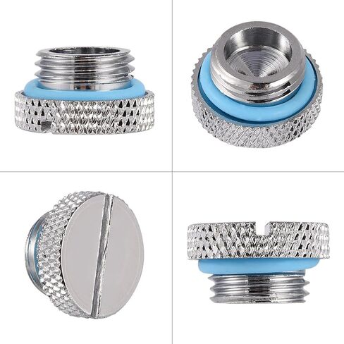 Plug Fitting, 5 Pieces Black G 1/4 inch Plug Fitting, Silver Water Stop Plug, Brass Water Cooling Plug for Computer Water Cooling System, with Slotted Drive, Easy to Tighten in Saudi Arabia
