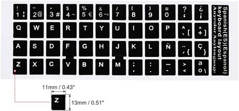 Spanish Keyboard Stickers, 4 Pack Universal Keyboard Replacement Cover Smooth for Notebook Desktop Computer, Black Background White Lettering in Saudi Arabia