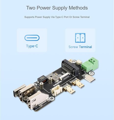 PCIe to M.2 Multifunctional Adapter, Compatible with Raspberry Pi 5, Two Power Supply Methods, Supports Dual 4K Outputs in Saudi Arabia