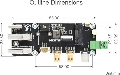 PCIe to M.2 Multifunctional Adapter, Compatible with Raspberry Pi 5, Two Power Supply Methods, Supports Dual 4K Outputs in Saudi Arabia