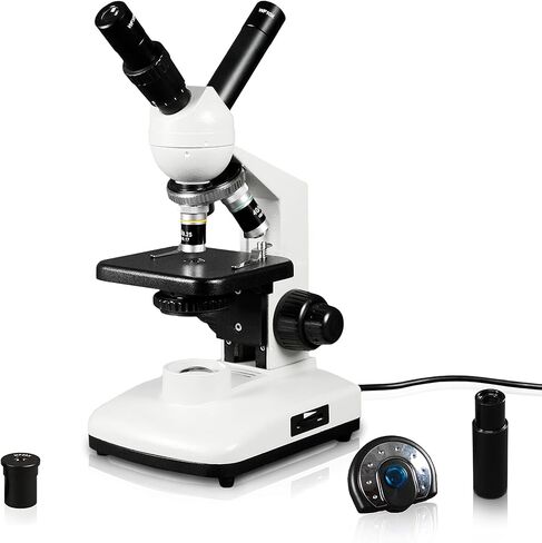 Vision Scientific VME0015-CXT-LD-DG1.3-E2 Dual View Compound Microscope, 10x WF & 20x WF Eyepieces, 40x—800x Magnification, LED Illumination, 0.65 N.A. Condenser, 1.3MP Digital Eyepiece Camera in Saudi Arabia