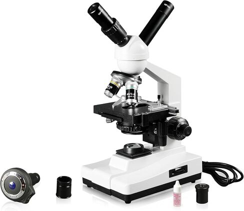 Vision Scientific VME0007-T-100-LD-DG3.0-E2 Dual View Compound Microscope, 10x WF Eyepiece, 40x—1000x Magnification, LED Illumination, 1.25 NA Abbe Condenser,3.0MP Digital Eyepiece Camera in Saudi Arabia