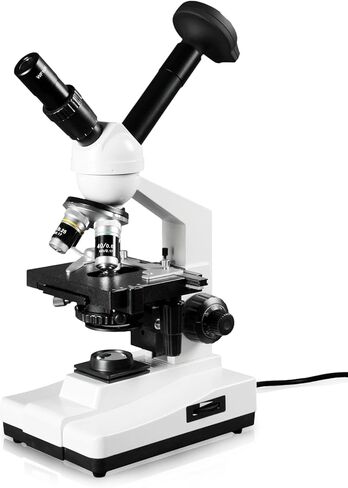 Vision Scientific VME0007-T-100-LD-DG3.0-E2 Dual View Compound Microscope, 10x WF Eyepiece, 40x—1000x Magnification, LED Illumination, 1.25 NA Abbe Condenser,3.0MP Digital Eyepiece Camera in Saudi Arabia