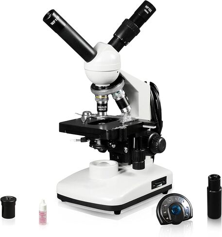 Vision Scientific VME0015-CXT-100-LD-DG1.3-E2 مجهر مركب مزدوج الرؤية، عدسات WF 10x و20x WF، تكبير 40x—2000x، إضاءة LED، مكثف NA Abbe 1.25، كاميرا عدسة رقمية بدقة 1.3 ميجابكسل in Saudi Arabia
