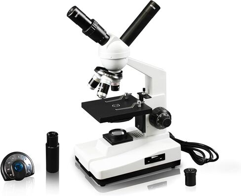 Vision Scientific VME0007-T-LD-DG1.3-E2 مجهر مركب مزدوج الرؤية، عدسات 10x WF و20x WF، تكبير 40x-800x، إضاءة LED، تركيز خشن محوري ودقيق، كاميرا عدسة رقمية بدقة 1.3 ميجابكسل in Saudi Arabia