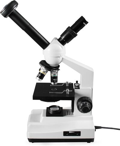 Vision Scientific VME0007-T-LD-DG1.3-E2 مجهر مركب مزدوج الرؤية، عدسات 10x WF و20x WF، تكبير 40x-800x، إضاءة LED، تركيز خشن محوري ودقيق، كاميرا عدسة رقمية بدقة 1.3 ميجابكسل in Saudi Arabia