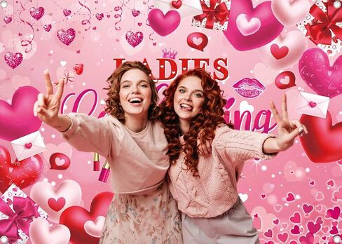 Galentines Day Backdrop Ladies Celebrating Ladies Photography Background Galentine's Day Heart Girl Lady Party Decoration Banner Supplies (84x60inch(7x5FT)) in Saudi Arabia