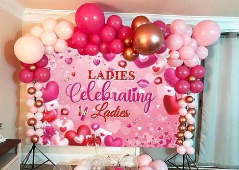 Galentines Day Backdrop Ladies Celebrating Ladies Photography Background Galentine's Day Heart Girl Lady Party Decoration Banner Supplies (84x60inch(7x5FT)) in Saudi Arabia