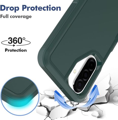 حافظة هاتف Galaxy A17 5G، [تم اختبار السقوط من الدرجة العسكرية] مع واقي شاشة، غطاء هاتف خلوي عالي التحمل بطبقة مزدوجة ومضاد للانزلاق ومقاوم للصدمات لهاتف Samsung A17 5G (أخضر داكن) in Kuwait