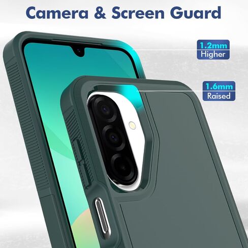 حافظة هاتف Galaxy A17 5G، [تم اختبار السقوط من الدرجة العسكرية] مع واقي شاشة، غطاء هاتف خلوي عالي التحمل بطبقة مزدوجة ومضاد للانزلاق ومقاوم للصدمات لهاتف Samsung A17 5G (أخضر داكن) in Kuwait