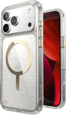 حافظة Speck Presidio LUX لهاتف iPhone 17 Pro Max، متوافقة مع MagSafe، حافظة حماية نحيفة، لامع/ذهبي معدني in Saudi Arabia
