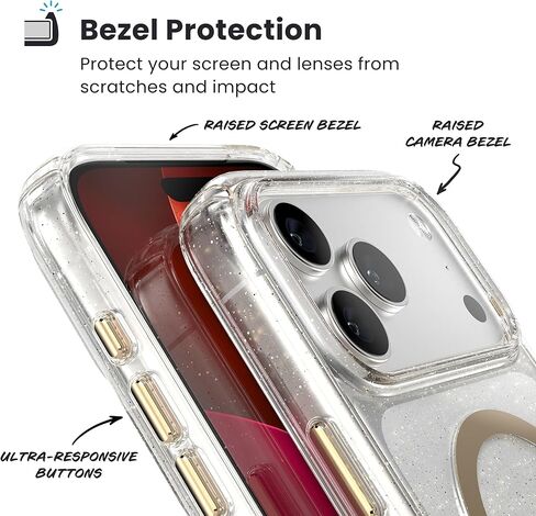 حافظة Speck Presidio LUX لهاتف iPhone 17 Pro Max، متوافقة مع MagSafe، حافظة حماية نحيفة، لامع/ذهبي معدني in Saudi Arabia