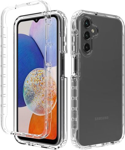 for Samsung Galaxy A16 5G Case, for Samsung A16 4G Phone Case with Built-in Screen Protector Clear Slim Back Cover Shockproof Rugged Heavy Duty Bumper Full Body Protective Case, Black in Saudi Arabia