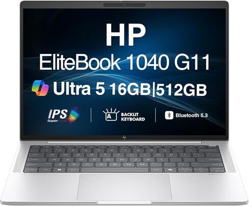 HP EliteBook 1040 G11 Business AI PC Laptop 14" IPS FHD+ Display (Intel Ultra 5-125H vPro, 16GB LPDDR5X, 1TB PCIe SSD, Copilot, Backlit KB, 2 Thunderbolt 4, WiFi 6E, 5MP IR Webcam, Win 11 Pro) in Saudi Arabia