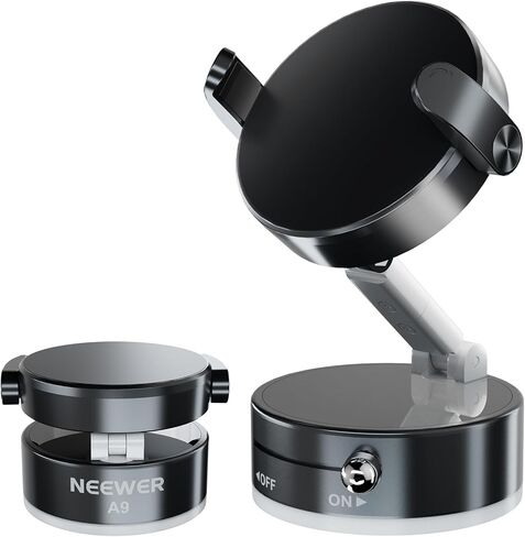 NEEWER ENTRY LEVEL VERSION حامل الهاتف الخليوي المغناطيسي حامل قابل للطي مع كوب شفط فراغ لصالة الألعاب الرياضية للزجاج الأمامي لسيارتك، دوران 360 درجة متوافق مع MagSafe iPhone لتسجيل الفيديو، A9 in Saudi Arabia