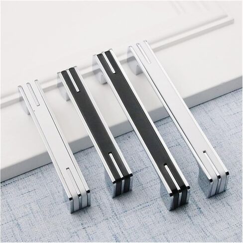 Cabinet Drawer Handle Modern Black Chrome Door Knob Zinc Alloy Kitchen Cabinet Knob Wardrobe Drawer Handle(Black 160mm) in Saudi Arabia