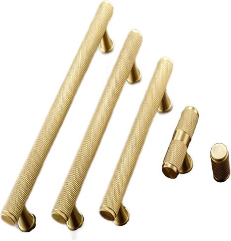 Cabinet Drawer Handle Gold Textured Kitchen Cabinet Knob Drawer Pull Bedroom Knob Brass T-Shaped Cabinet Handle(C-1254-128) in Saudi Arabia