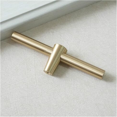 Cabinet Drawer Handle 1 Piece T Handle Solid Copper Kitchen Cabinet Door Handle Brushed Brass Drawer Handle Dresser Handle in Saudi Arabia