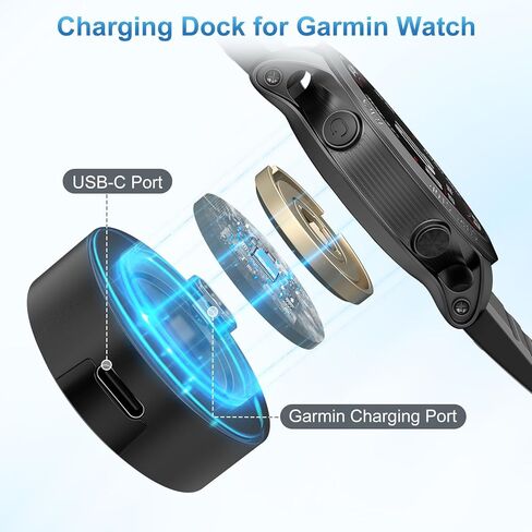 قاعدة شاحن USB C من Meliya لساعة Garmin، قاعدة شحن مطورة لساعة Garmin Fenix ​​7 7S 7X 6 6S 6X 5 5S Plus، Forerunner 245 945، Instinct، Vivoactive 4 4S 3، Venu، قاعدة شحن فقط in Saudi Arabia