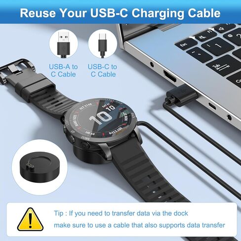 قاعدة شاحن USB C من Meliya لساعة Garmin، قاعدة شحن مطورة لساعة Garmin Fenix ​​7 7S 7X 6 6S 6X 5 5S Plus، Forerunner 245 945، Instinct، Vivoactive 4 4S 3، Venu، قاعدة شحن فقط in Saudi Arabia