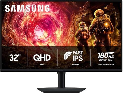 شاشة الألعاب Samsung Odyssey G5 G50F QHD مقاس 32 بوصة، معدل تحديث 180 هرتز، لوحة IPS سريعة، HDR10، متوافق مع NVIDIA G-Sync، وقت استجابة 1 مللي ثانية (GtG)، AMD FreeSync™، حامل قابل للتعديل، LS32FG502ENXZA in Kuwait