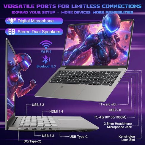 كمبيوتر محمول للألعاب 2025 مقاس 16 بوصة 2.5K IPS، AMD Ryzen 7 6800H (يصل إلى 4.7 جيجا هرتز)، 16 جيجابايت DDR5 512 جيجابايت SSD، AMD Radeon 680M، WiFi 6، Type-C، كاميرا ويب، بصمة الإصبع، لوحة مفاتيح بإضاءة خلفية، Windows 11 Pro مع MS Office in Kuwait