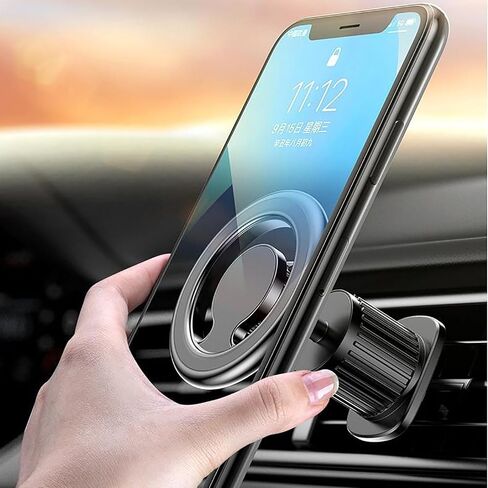 Ultra Magnetic Car Phone Holder, Upgraded Strongest for MagSafe Car Mount,Car Vent Magnetic Car Phone Holder, Fit for iPhone 16, 15, 14, 13, Series, MagSafe Case and More - Silver in Saudi Arabia