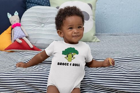 Old Glory Vegetable Broccoli Rock Brocc and Roll Funny Soft Baby One Piece in Saudi Arabia