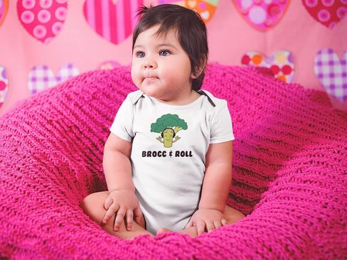 Old Glory Vegetable Broccoli Rock Brocc and Roll Funny Soft Baby One Piece in Saudi Arabia