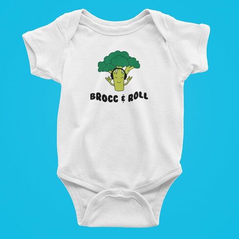 Old Glory Vegetable Broccoli Rock Brocc and Roll Funny Soft Baby One Piece in Saudi Arabia