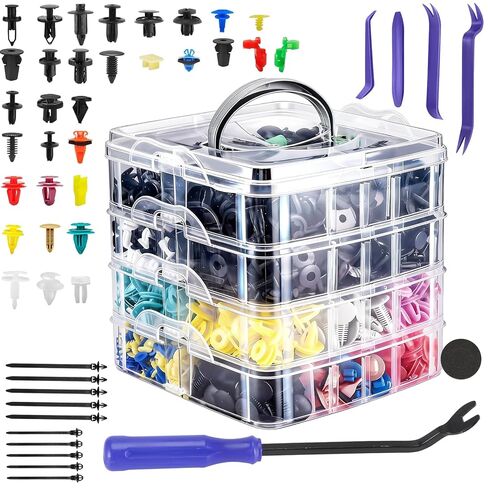 2080PCS Auto Retainer Clips Kit with Fastener Plier, Trim Removal Tools and 3-Layer Organizer Box, 33 Most Common Push Rivets for Car Bumper, Fender, Door Panel and Interior Repair in Saudi Arabia