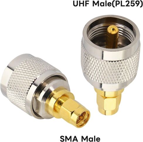 Boobrie 2-Pack UHF to SMA Coax Jack Connector PL259 PL-259 Adapter UHF Male to SMA Male Coaxial Connector Low Loss Coax Adapter for CB Radio Antenna Broadcast Radios WiFi in Saudi Arabia